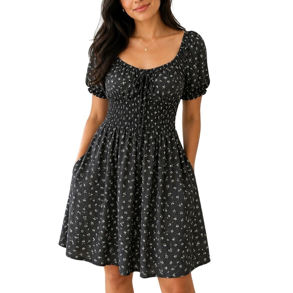 American Eagle Floral Smocked Babydoll Dress Medium Cottagecore